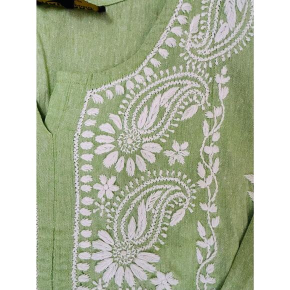 Mahpara Chikankari Tunic Dress Small Light Green White Embroidered‎ Ethnic Kurta - Picture 8 of 8